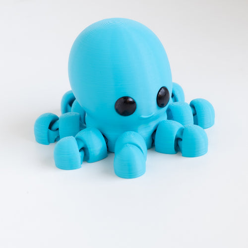 Baby Octopus — articulated 3D printed octopus figurine in light blue