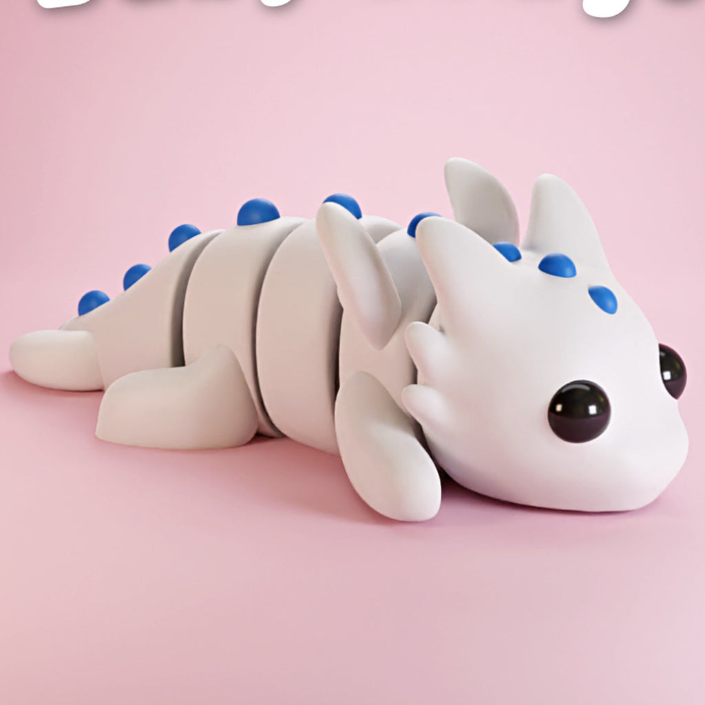 Example Mini Dragon design in white and blue. Your trio follows your selected animals and colour requests.